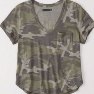 abercrombie & fitch camo v neck tee